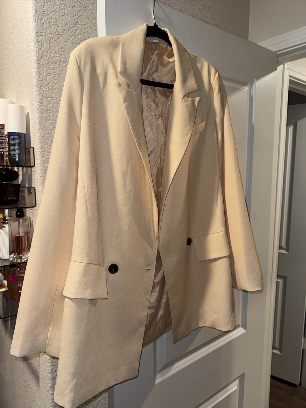 SHEIN Cream Double-Button Women's Blazer Jacket